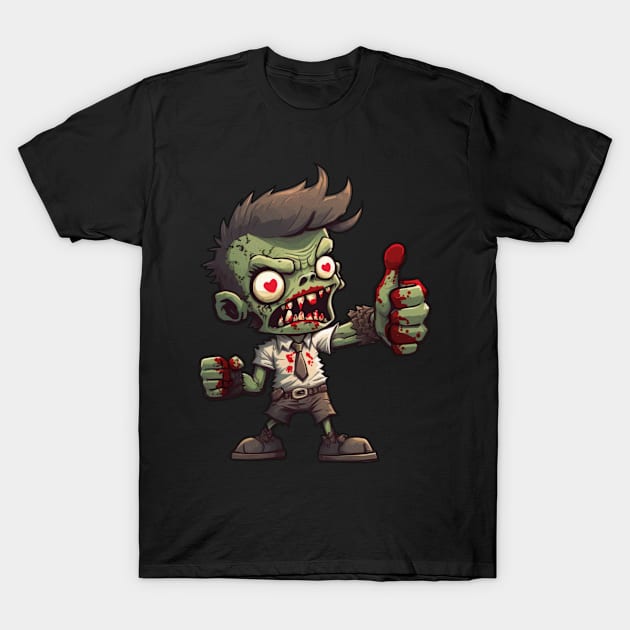 Chibi Zombie Thumbs Up T-Shirt by teresacold